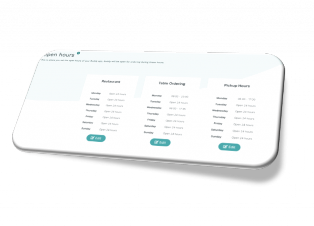 Opening hours split up Trivec Buddy Opening Hours Split-up